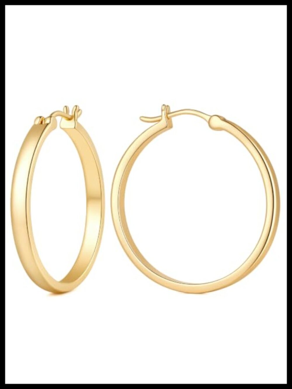14K Gold Hoop Earrings for Women Latch Back Hypoallergenic 15-40mm